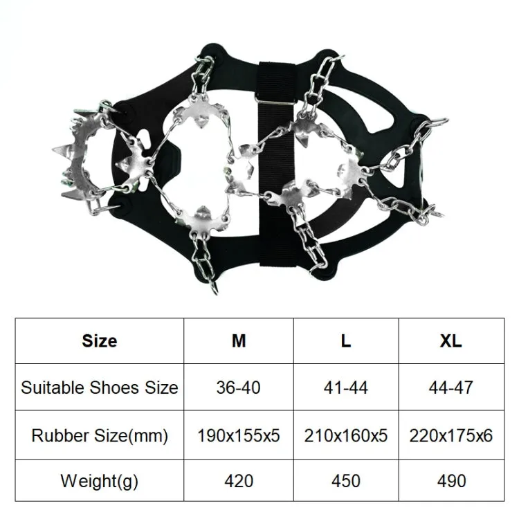 24 Teeth Outdoor Snow Anti-slip Ice Claws 201 Stainless Steel Anti-slip Shoe Cover, Size: M(Black)