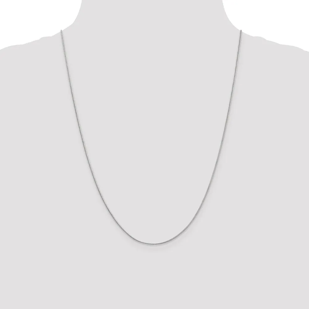 .90mm, 10 Karat White Gold, Round Snake Chain - 24 inch