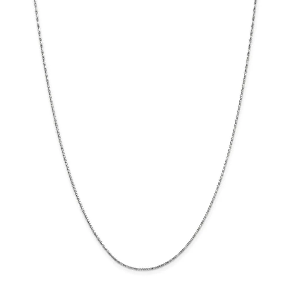 .90mm, 10 Karat White Gold, Round Snake Chain - 24 inch