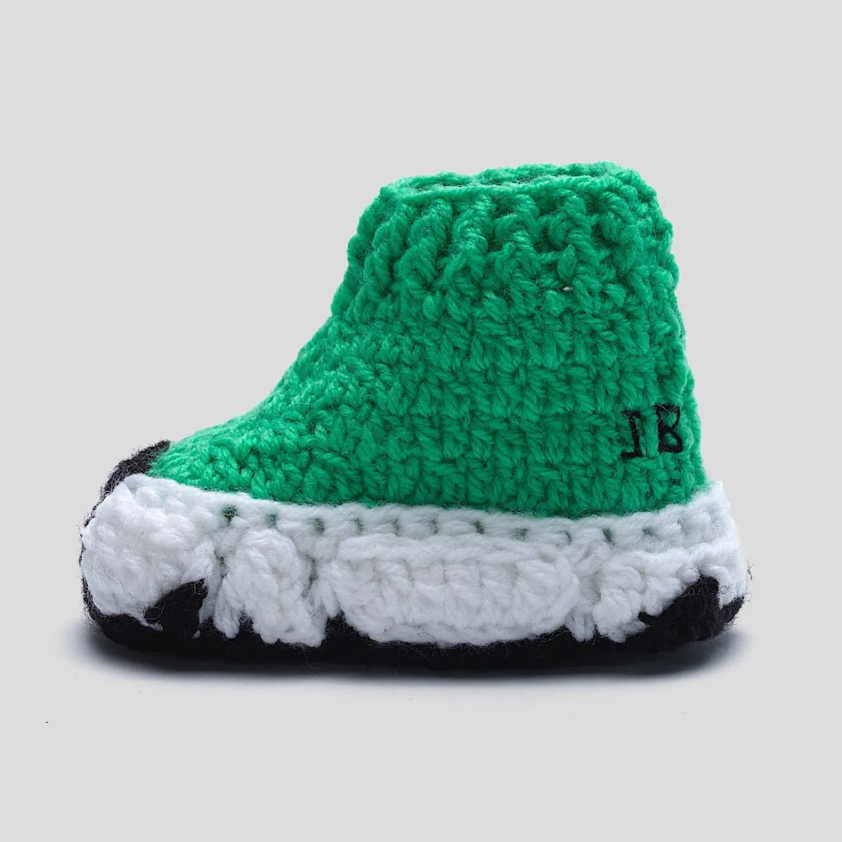 Baby Crochet IB Sock Runners Green (Soft felt non-slip bottom)