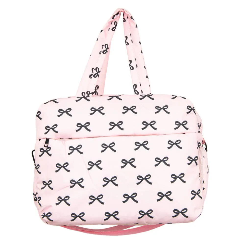 Black & Pink Mini Bows Duffel Weekender w/ Pass-Thru Slip