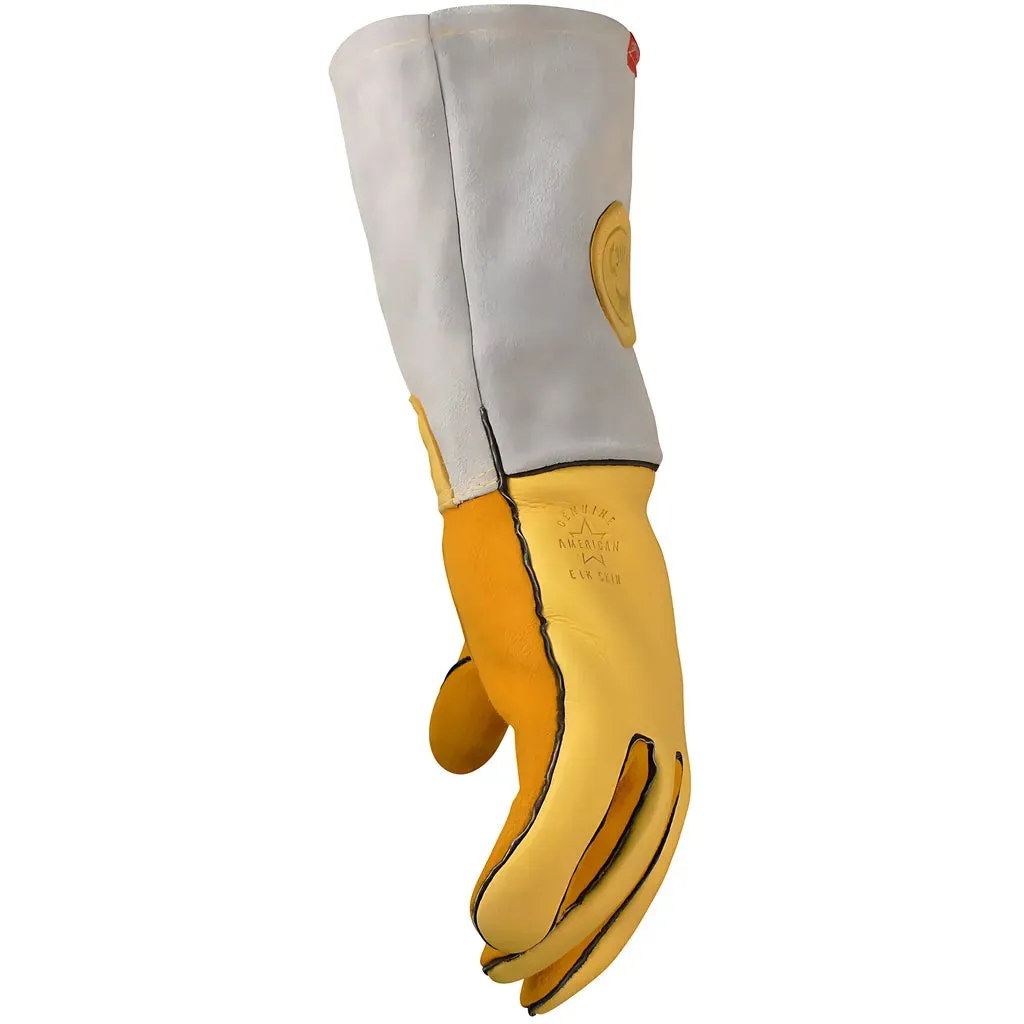 Caiman 1485-5 Elk Skin MIG/Stick Welder's Glove with an Unlined Palm and FR Wool Lined Back