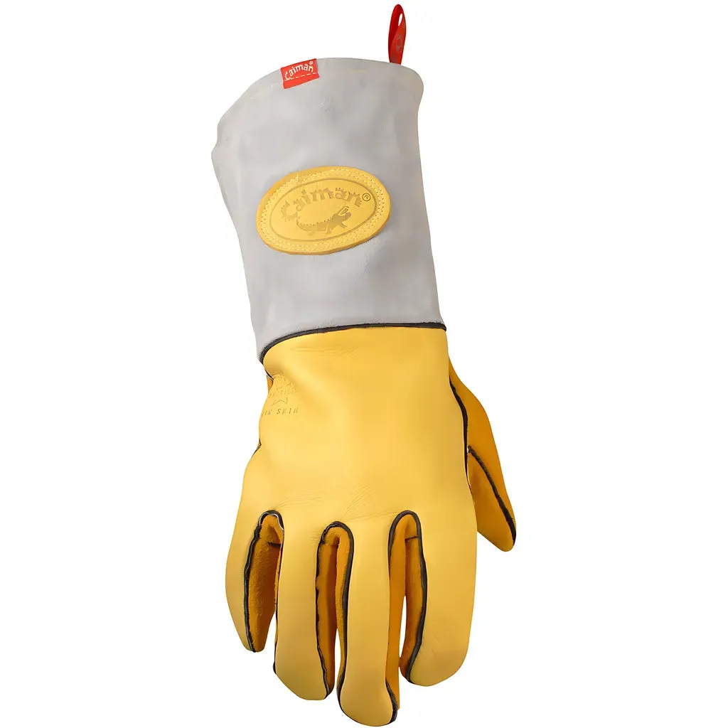 Caiman 1485-5 Elk Skin MIG/Stick Welder's Glove with an Unlined Palm and FR Wool Lined Back