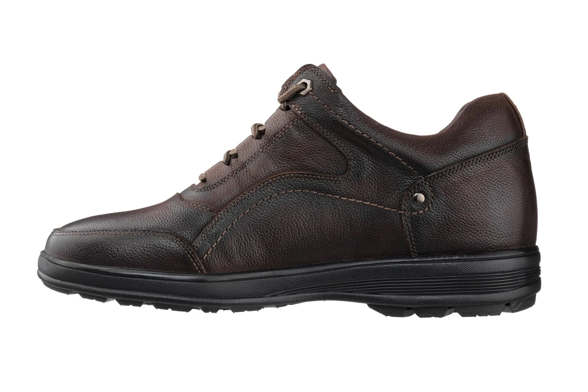 CALTO - K3045 - 2.8 Inches Taller (Dark Brown) - Lace Up Casual Walker - Lightweight