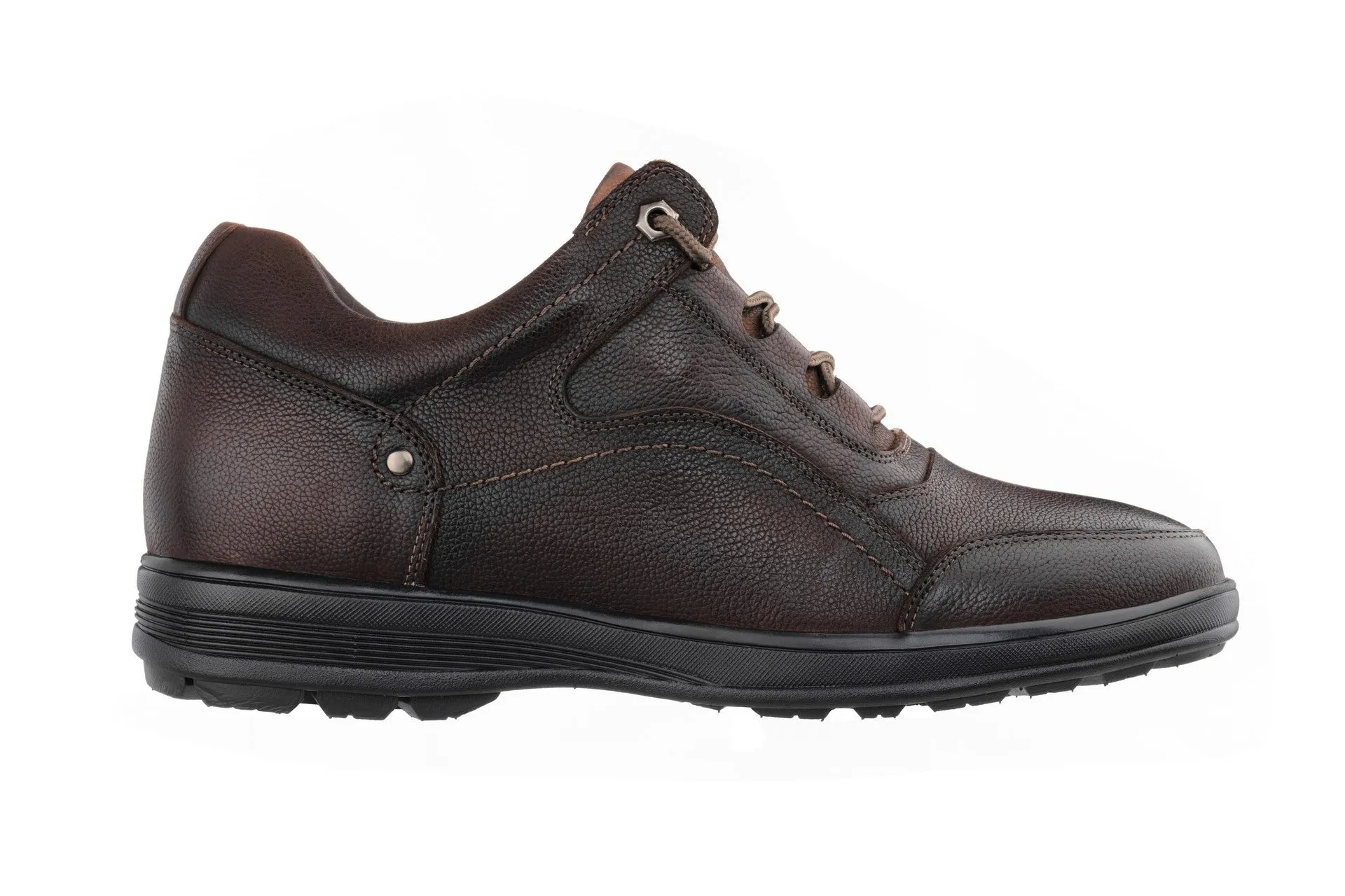 CALTO - K3045 - 2.8 Inches Taller (Dark Brown) - Lace Up Casual Walker - Lightweight