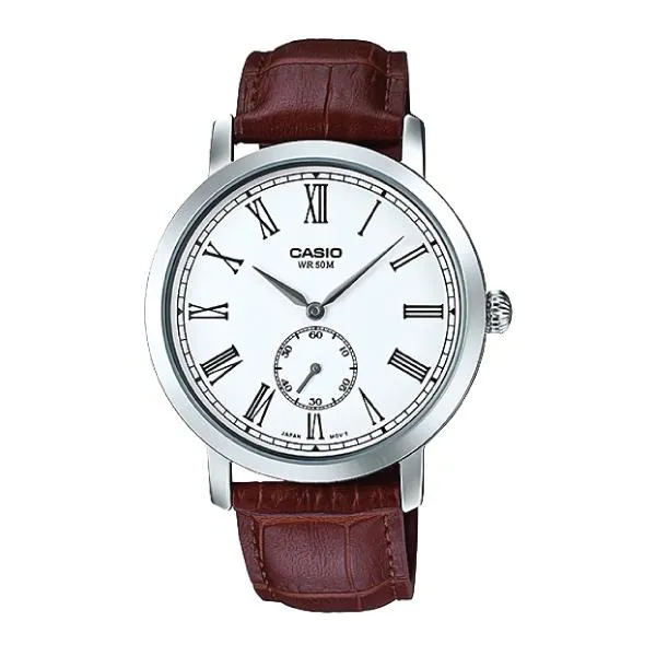 Casio Men's Standard Analog Brown Leather Strap Watch MTPE150L-7B MTP-E150L-7B