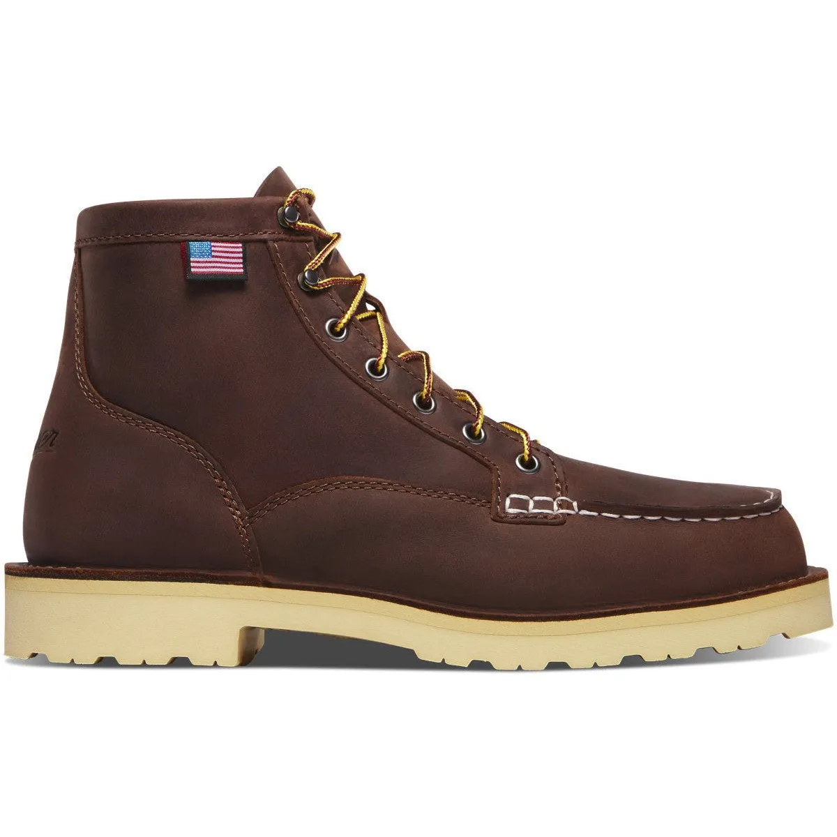 Danner Men's Bull Run 6" Moc Toe Work Boot -Brown- 15590