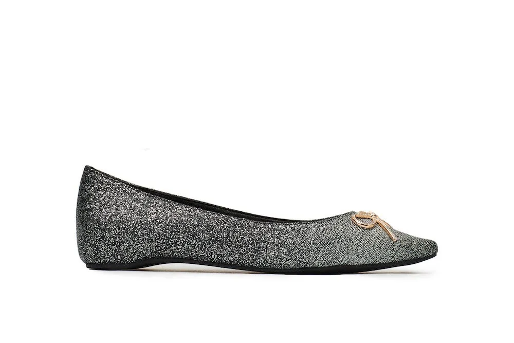 GLITTER POINTED TOE FLATS