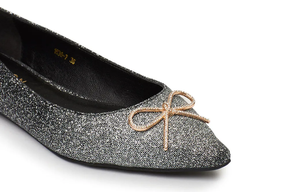 GLITTER POINTED TOE FLATS