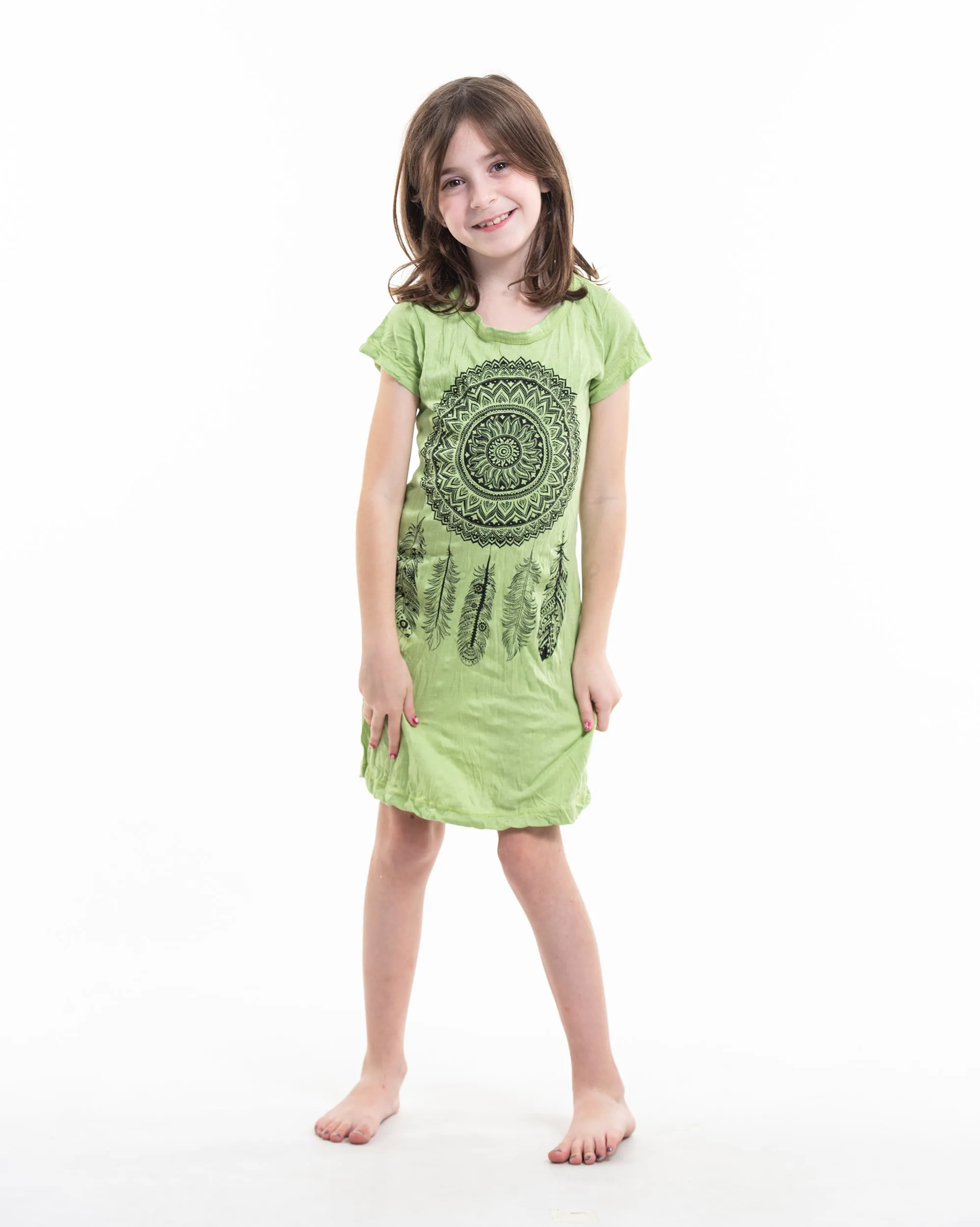 Kids Dreamcatcher Dress in Lime