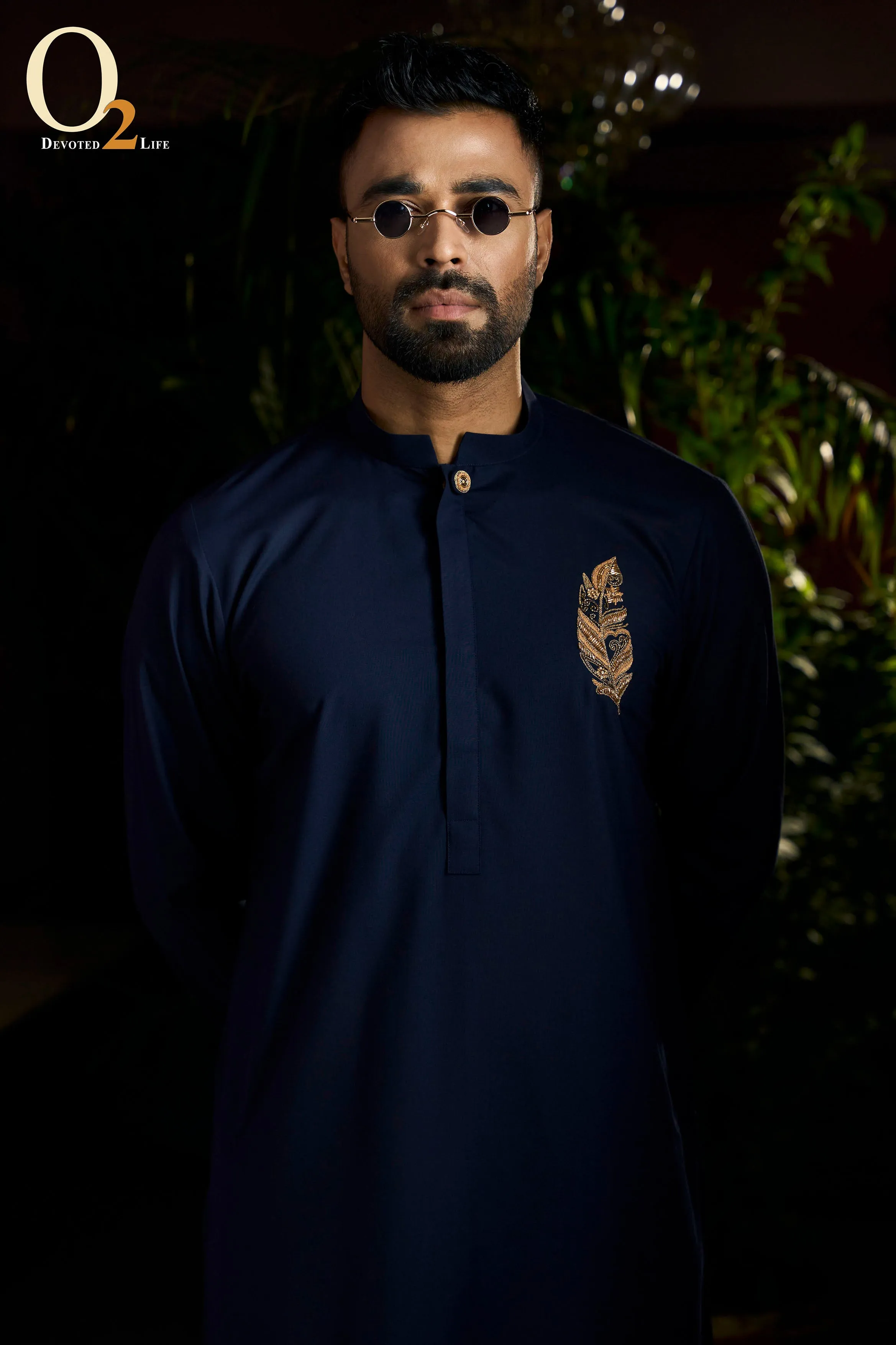 Navy Premium Blanded Design Classic Fit Panjabi