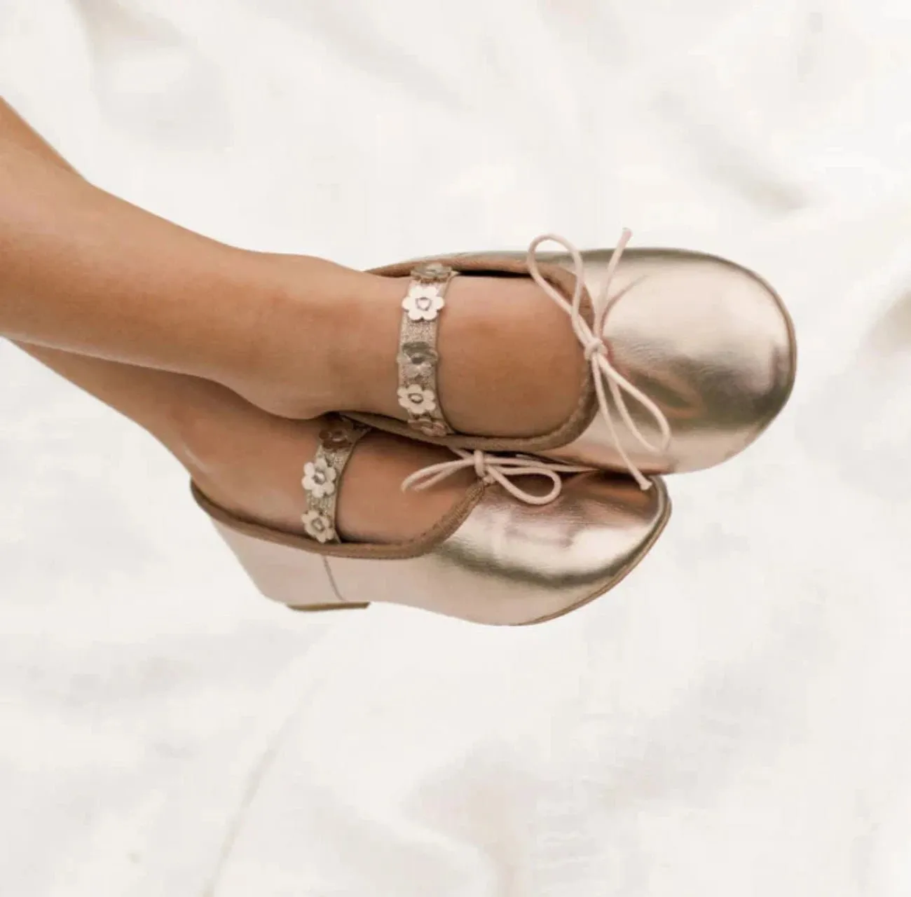 NoraLee Girls Mocha Metallic Ballet Flats Shoes