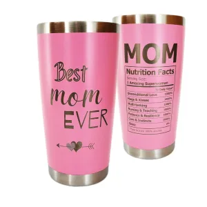 Personalized Best Mom Ever Tumblers, 20oz Stainless Steel Insulated, Birthday Mothers Day Christmas Gifts for Moms