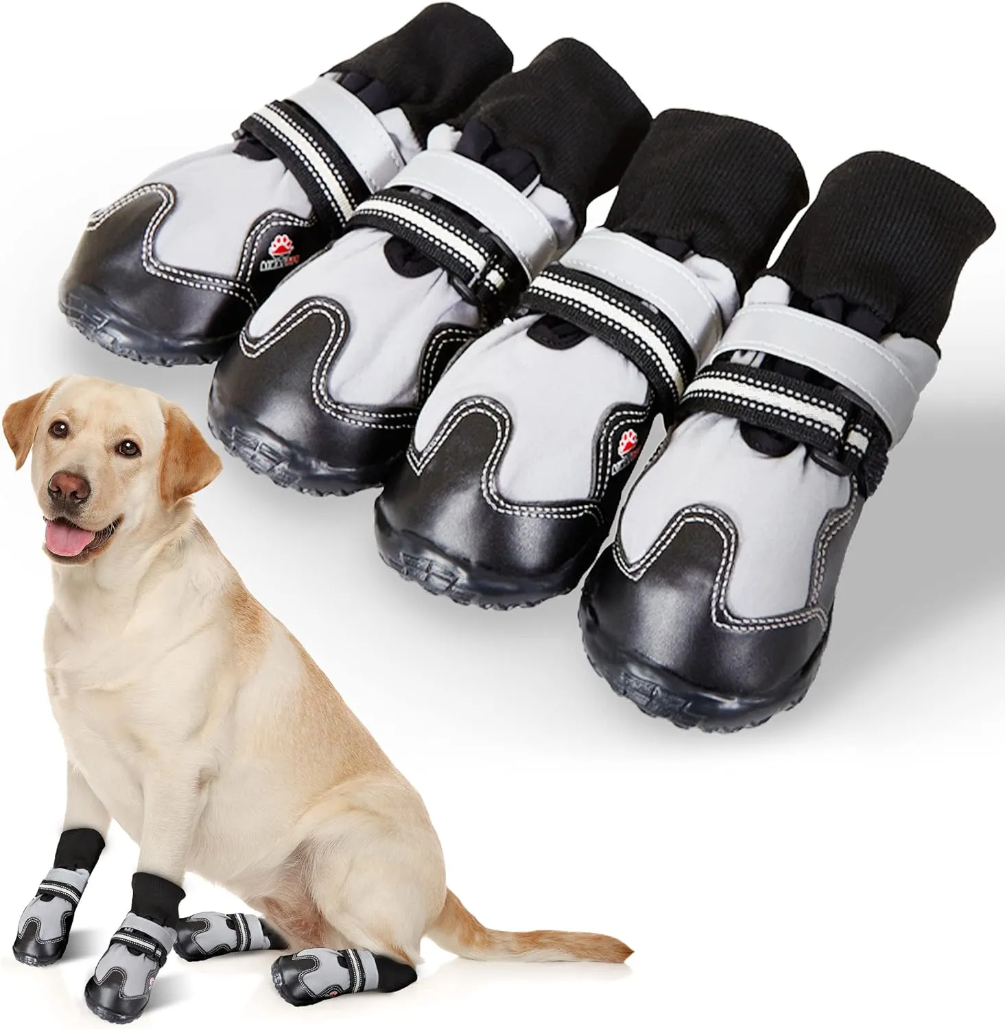 Petzania Dog shoes and boots for winter Reflective and waterproof paw protectors