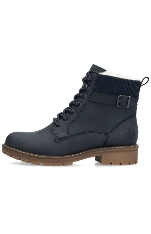 Rieker Biker Lace Up Boot in Navy