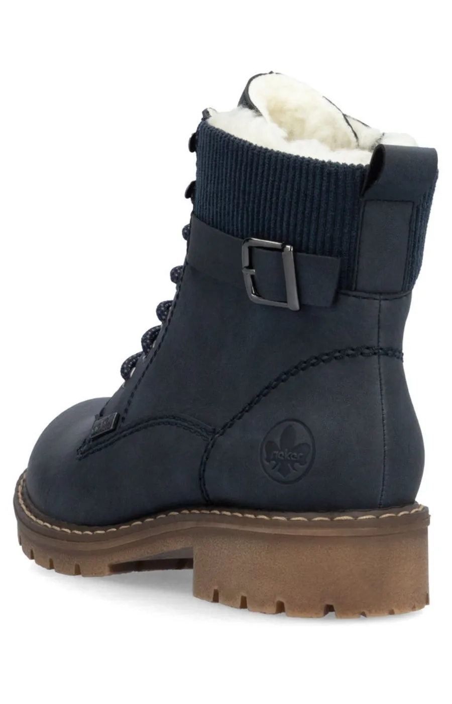 Rieker Biker Lace Up Boot in Navy