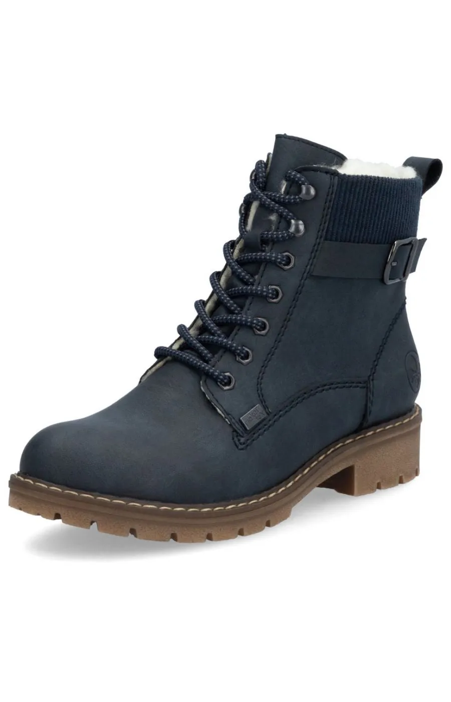 Rieker Biker Lace Up Boot in Navy