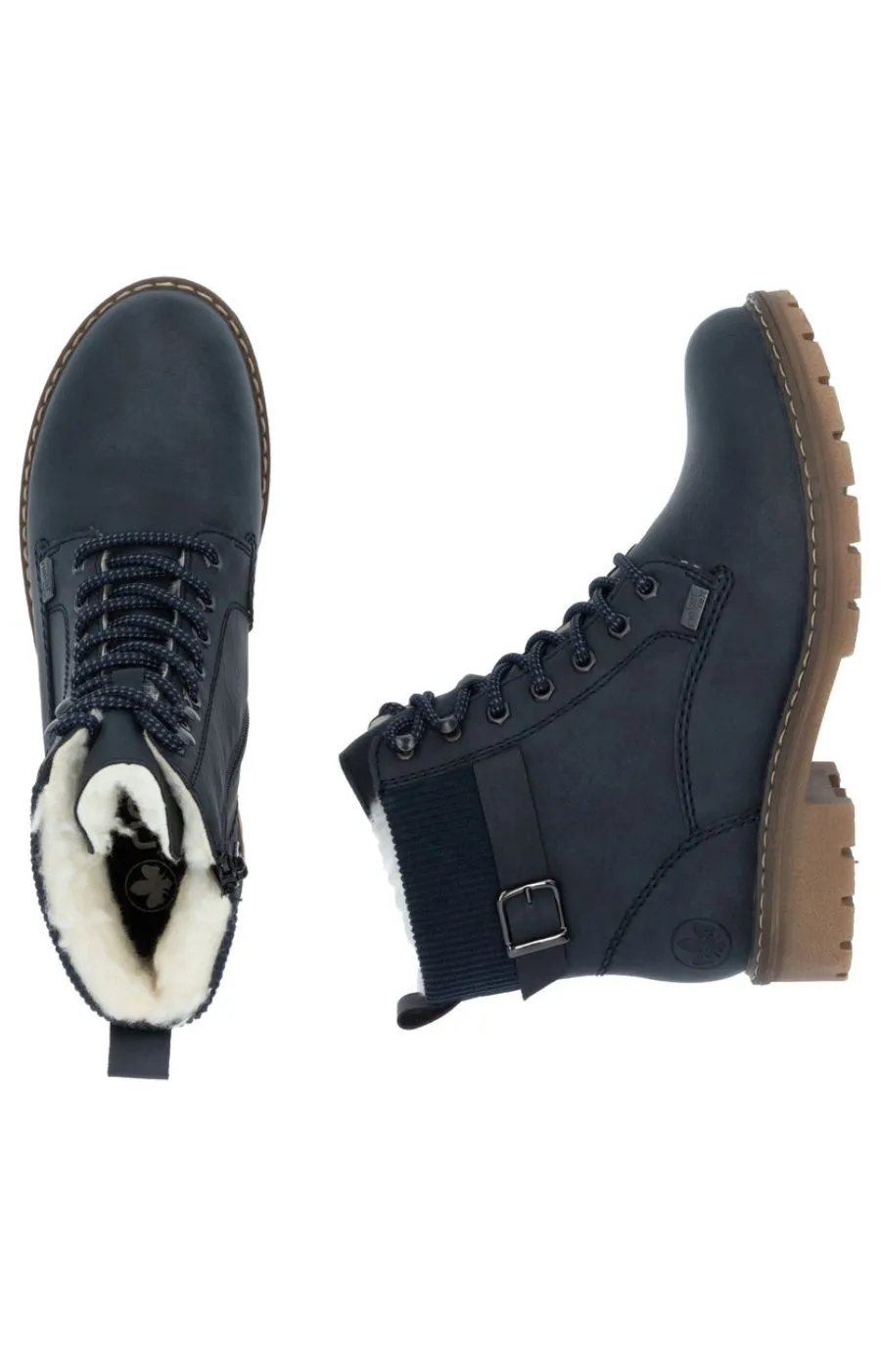 Rieker Biker Lace Up Boot in Navy