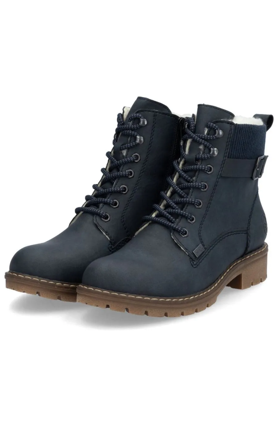 Rieker Biker Lace Up Boot in Navy