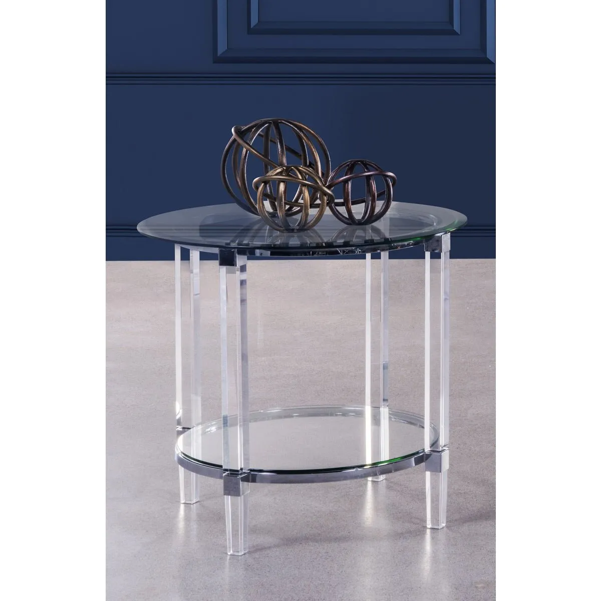 Round End Table with Acrylic Legs