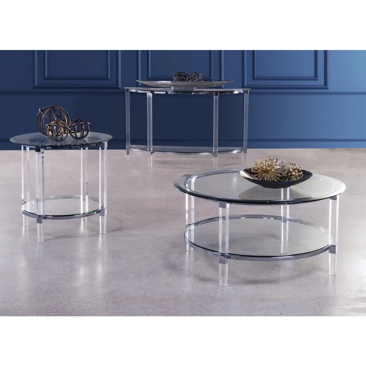 Round End Table with Acrylic Legs