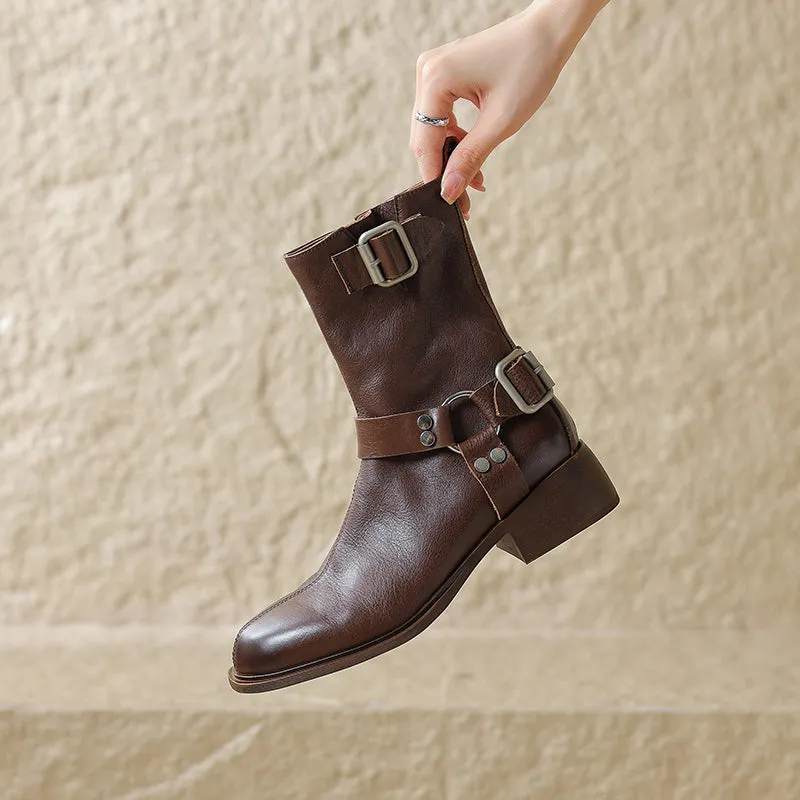 SerpentChic Square Heel Western Boots