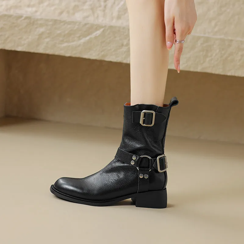 SerpentChic Square Heel Western Boots