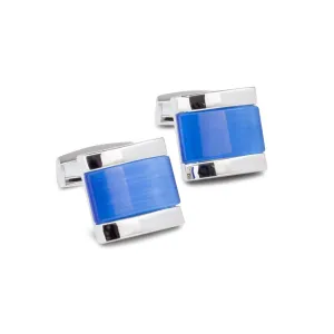 Silver Edged Blue Crystal Cufflinks