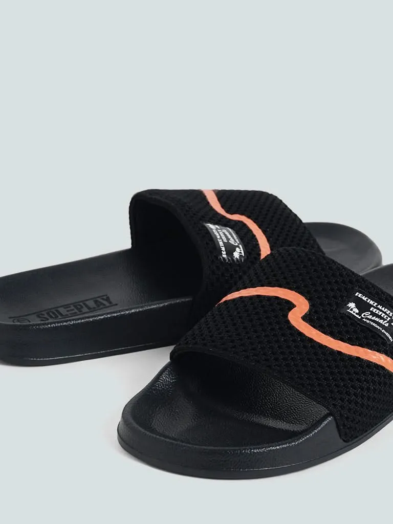 SOLEPLAY Black Pop Knit Slides