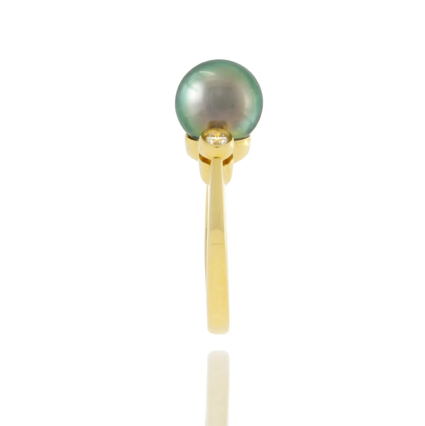 Tahitian pearl ring - 18K gold classic design - RGYDPE01016