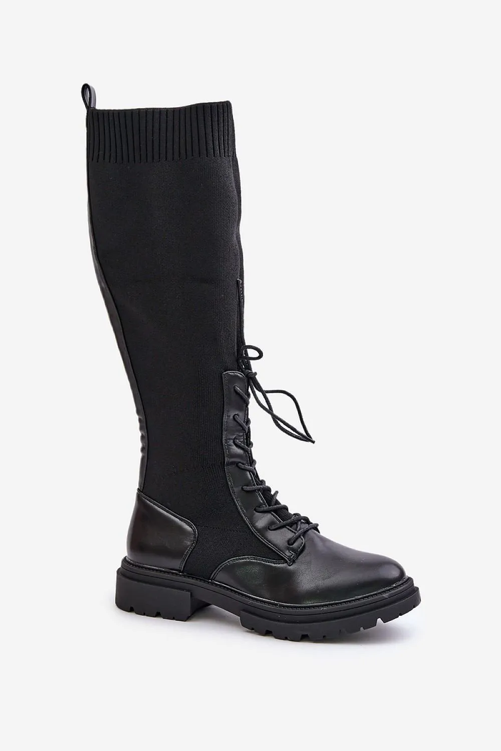 TEEK - Laced Mixed Media Covered Calf Boots