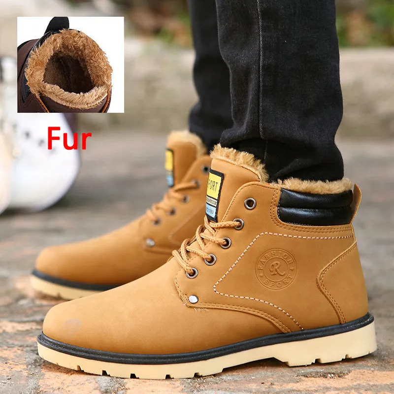 ZIMNIE Super Warm Men's Winter Pu Leather Ankle Boots Men Autumn Waterproof Snow Boots Leisure Martin Autumn Boots Shoes Mens