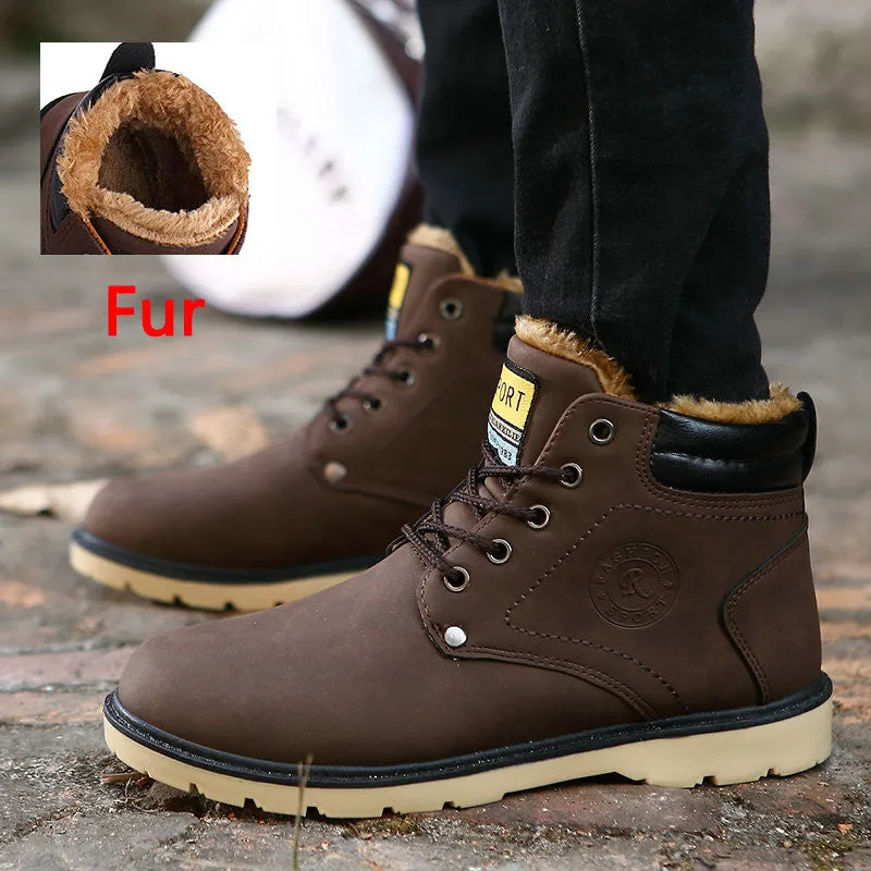 ZIMNIE Super Warm Men's Winter Pu Leather Ankle Boots Men Autumn Waterproof Snow Boots Leisure Martin Autumn Boots Shoes Mens