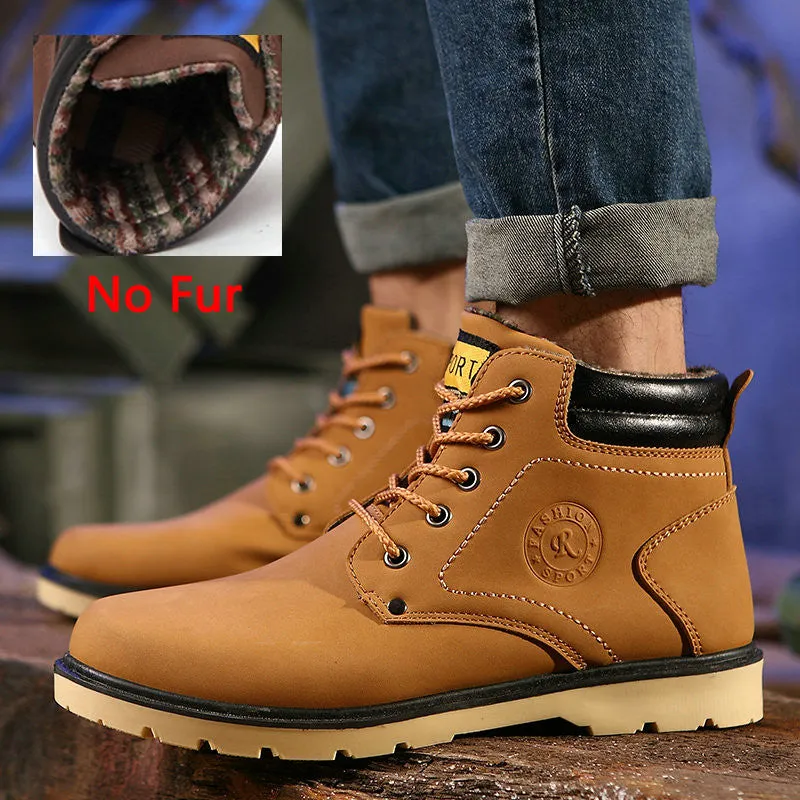 ZIMNIE Super Warm Men's Winter Pu Leather Ankle Boots Men Autumn Waterproof Snow Boots Leisure Martin Autumn Boots Shoes Mens